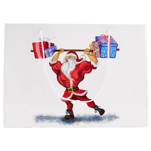 ユーモアたっぷりのクリスマス ギフトバッグ ボディービルダーサンタ付き (裏面)
