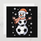 ユーモアたっぷりのクリスマス サッカー ボール ツリー スノーマンとして シーズンカード (正面/裏面)