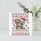ユーモアたっぷりのクリスマス 刺激過多で祭り好きなアライグマ シーズンカード (スタンド正面)