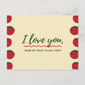 ユーモアたっぷりのクリームと赤いトマト ポストカード (正面)