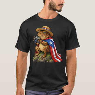 ユーモアたっぷりのコキーフロッグ プエルトリコ ボリクア ヒスパニック Tシャツ
