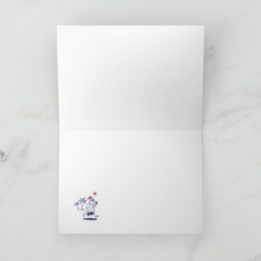 ユーモアたっぷりのサンタが夏のクリスマス　7月のクリスマス シーズンカード (内部)