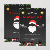 ユーモアたっぷりのサンタクリスマス招待状 フェスティブ＆ファン 招待状 (正面/裏面)