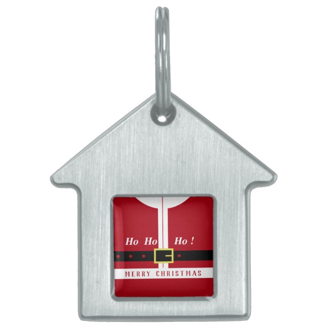 ユーモアたっぷりのサンタクリスマス ペットIDタグ (正面)