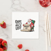 ユーモアたっぷりのサンタクロースのいたずらリストのクリスマスデザイン スタンダードカクテルナプキン (インサイチュ)