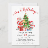 ユーモアたっぷりのサンタクロースのクリスマスホリデーオープンハウス 招待状 (正面)