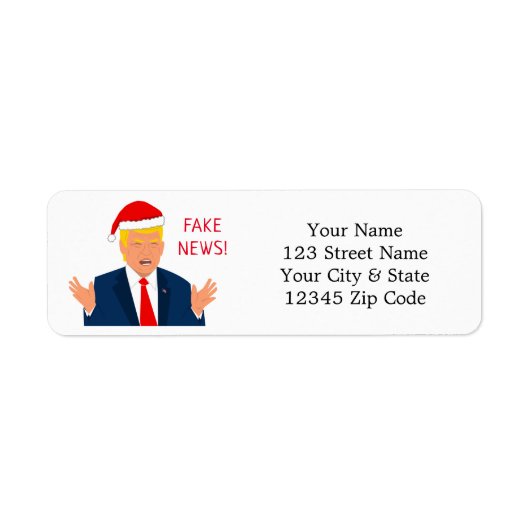 ユーモアたっぷりのサンタクロース トランプ漫画 返信先住所ラベル ラベル (正面)