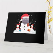 ユーモアたっぷりのサンタヒポポタマス クリスマス スノーマン Xmas プレゼント カード (黄色い花)