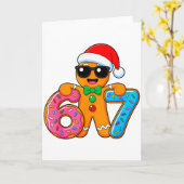 ユーモアたっぷりのジンジャーブレッド Six Seven 67 アイスクリーム ドリップ クリスマス カード (黄色い花)