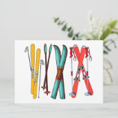 ユーモアたっぷりのスキー カラフルなスキー スキーヤー シーズンカード (スタンド正面)