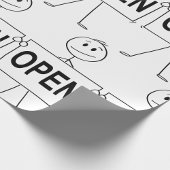 ユーモアたっぷりのスティックフィギュアがオープンサインを持ったイラスト ラッピングペーパー