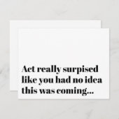 ユーモアたっぷりのタイポグラフィーでサプライズ！ウェディングパーティーの提案 招待状 (正面/裏面)