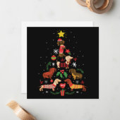 ユーモアたっぷりのダックスフンドのクリスマスツリー ノートカード (正面/裏面インサイチュ)