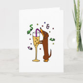 ユーモアたっぷりのダックスフンドのパーティー カートゥーン カード (正面)