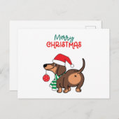 ユーモアたっぷりのダックスフンド犬のキュートなクリスマスカード シーズンポストカード (正面/裏面)