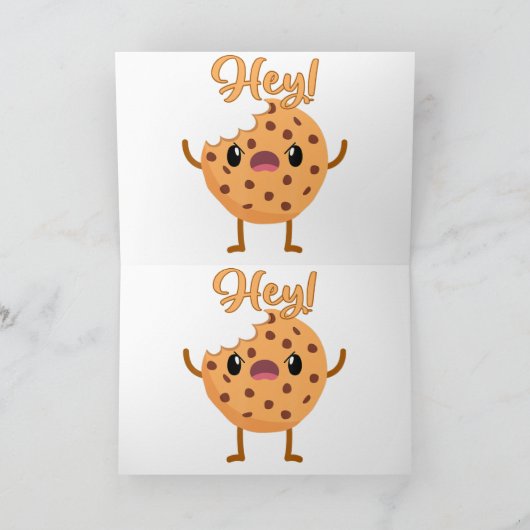 ユーモアたっぷりのチョコチップクッキー　一口かじられた　怒り顔 サンキューカード (内部)