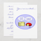 ユーモアたっぷりのチーズとアニメのワインパーティー招待状 招待状 (正面/裏面)