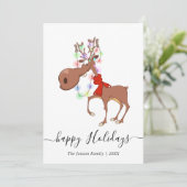 ユーモアたっぷりのトナカイのクリスマスメッセージ シーズンカード (スタンド正面)