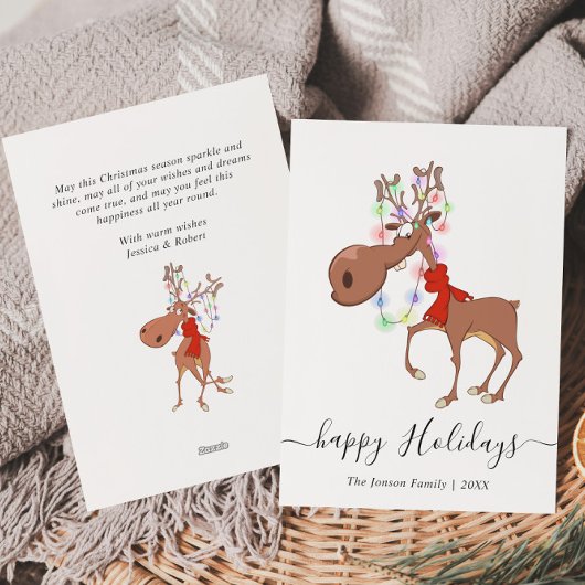 ユーモアたっぷりのトナカイのクリスマスメッセージ シーズンカード