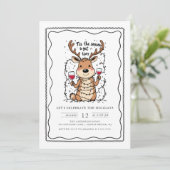 ユーモアたっぷりのトナカイのホリデーパーティー招待状 招待状 (スタンド正面)