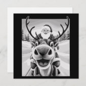 ユーモアたっぷりのトナカイの自撮り写真のクリスマスサンタ シーズンカード (正面/裏面)