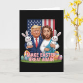 ユーモアたっぷりのトランプ大統領 イースターを再び偉大にしよう ウサギ狩り 卵 カード (黄色い花)