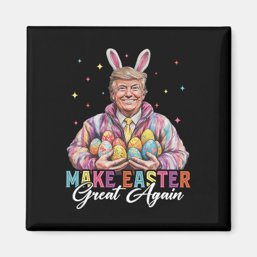 ユーモアたっぷりのトランプ大統領 イースターを再び偉大にしよう ウサギ狩り 卵 マグネット (正面)