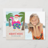 ユーモアたっぷりのトロピカルサンタの写真 7月のクリスマス シーズンカード (正面)