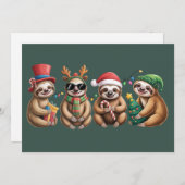 ユーモアたっぷりのナマケモノラバー クリスマスイルミネーション メリー スロースマス シーズンカード (正面/裏面)