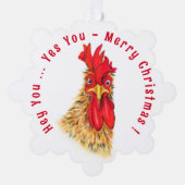 ユーモアたっぷりのニワトリのクリスマスオーナメントカード オーナメントカード (正面)