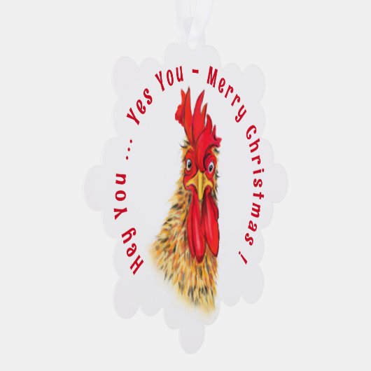 ユーモアたっぷりのニワトリのクリスマスオーナメントカード オーナメントカード (右)