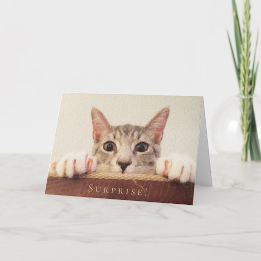 ユーモアたっぷりのハッピーバースデー猫の顔サプライズ カード (正面)