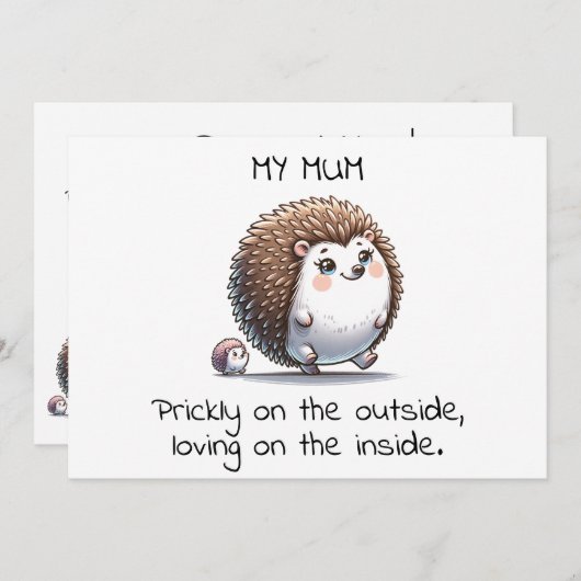 ユーモアたっぷりのハリネズミの母の日ギフト シーズンカード (正面/裏面)