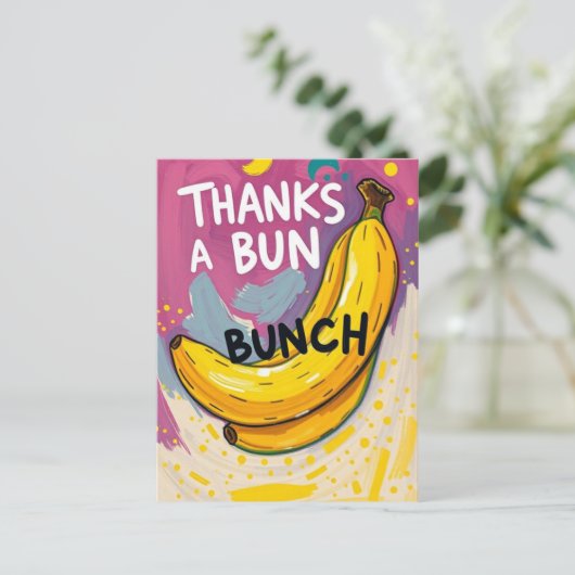 ユーモアたっぷりのバナナたち ありがとう かわいい ポストカード (スタンド正面)