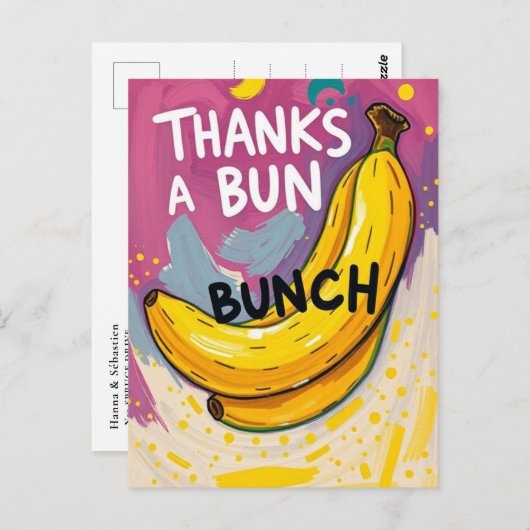 ユーモアたっぷりのバナナたち ありがとう かわいい ポストカード (正面/裏面)