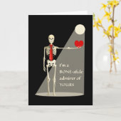 ユーモアたっぷりのバレンタインデーのスケルトン、骨の底からのファン カード (黄色い花)