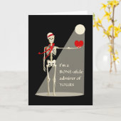 ユーモアたっぷりのバレンタインデーのスケルトン、骨の底からのファン カード (黄色い花)