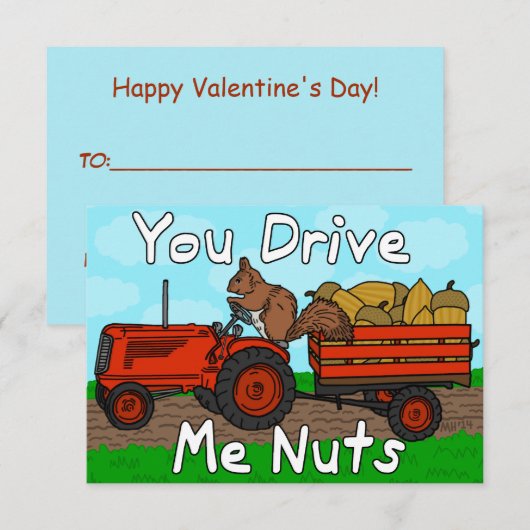 ユーモアたっぷりのバレンタインデーのリスパンクッズ 子供向け教室 招待状 (正面/裏面)