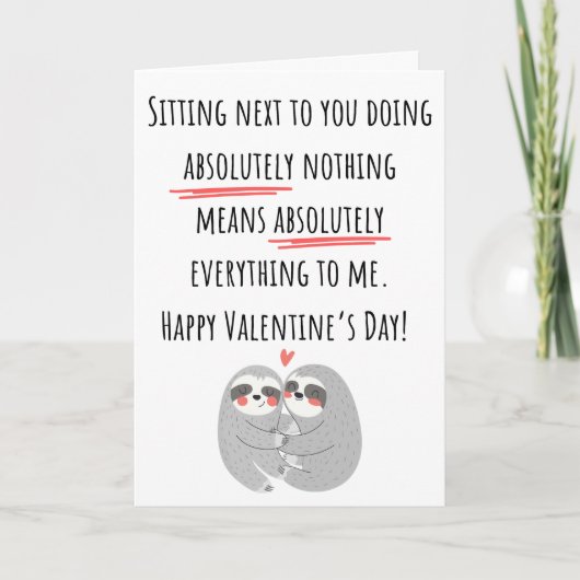 ユーモアたっぷりのバレンタインデーカード 隣に座るあなたへ カード (正面)