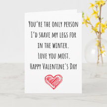 ユーモアたっぷりのバレンタインデーカード「I Shaved My Legs Folded」