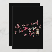 ユーモアたっぷりのバレンタイン!必要なのは、愛、ヨガ、そして犬 招待状 (正面/裏面)