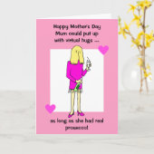 ユーモアたっぷりのバーチャルハグ プロセッコ 母の日 カード (黄色い花)