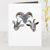 ユーモアたっぷりのヒツジ カード (黄色い花)