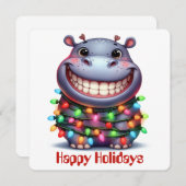 ユーモアたっぷりのヒポ新年の挨拶カード シーズンカード (正面/裏面)