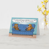 ユーモアたっぷりのビーバー達の記念日 カード (黄色い花)