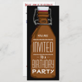 ユーモアたっぷりのビールボトル誕生日パーティー招待状 招待状 (正面/裏面)