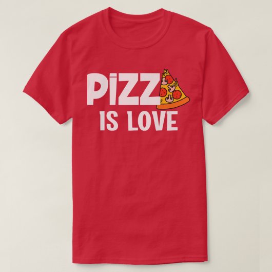 ユーモアたっぷりのピザは愛のスライスで天国 853 Tシャツ (デザイン正面)