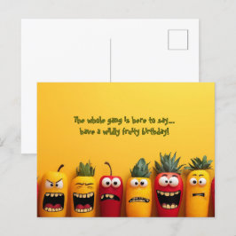 ユーモアたっぷりのフルーツフェイス誕生日 ポストカード