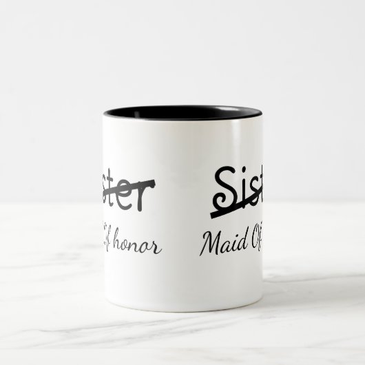 ユーモアたっぷりのブライズメイド 姉妹 メイドオブオナー プロポーズ ツートーンマグカップ (中央)