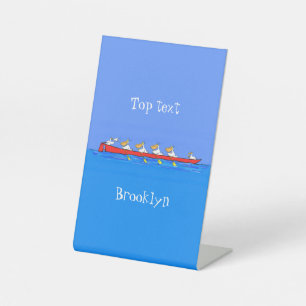 ユーモアたっぷりのペリカン漕ぎ カートゥーンイラスト 台座サイン